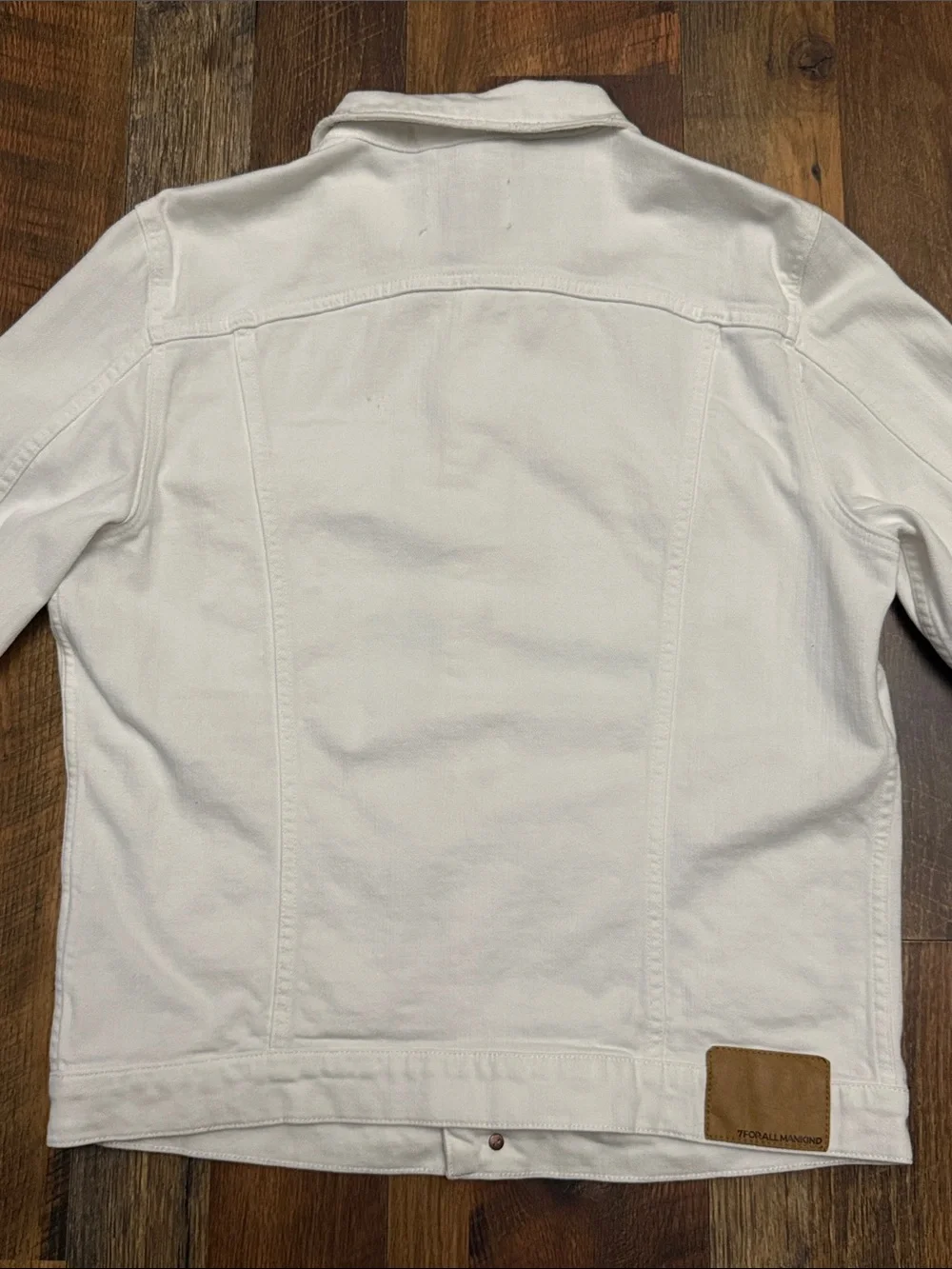 7 For All Mankind White Denim Trucker Jacket Medium Classic Button Front
